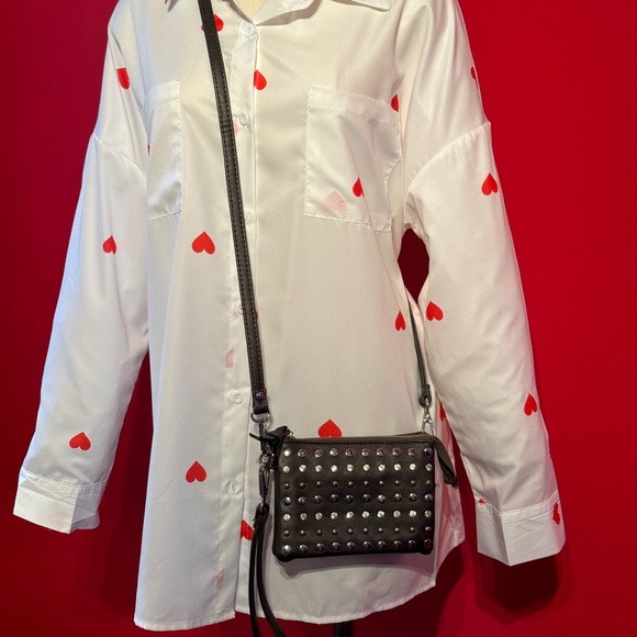 Charming Charlie Gunmetal Rhinestone and Studded Small Crossbody bag - Picture 4 of 11